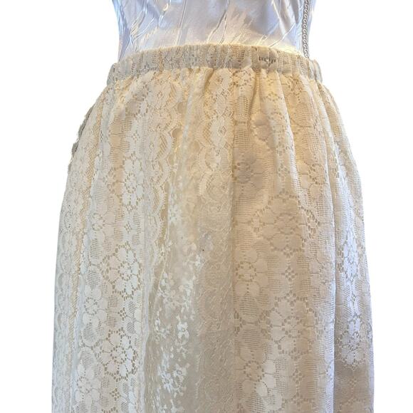 Vintage White Cream Lace Aline Skirt Womens Sz Medium Bridal Boho Ethereal 80s - Picture 13 of 16